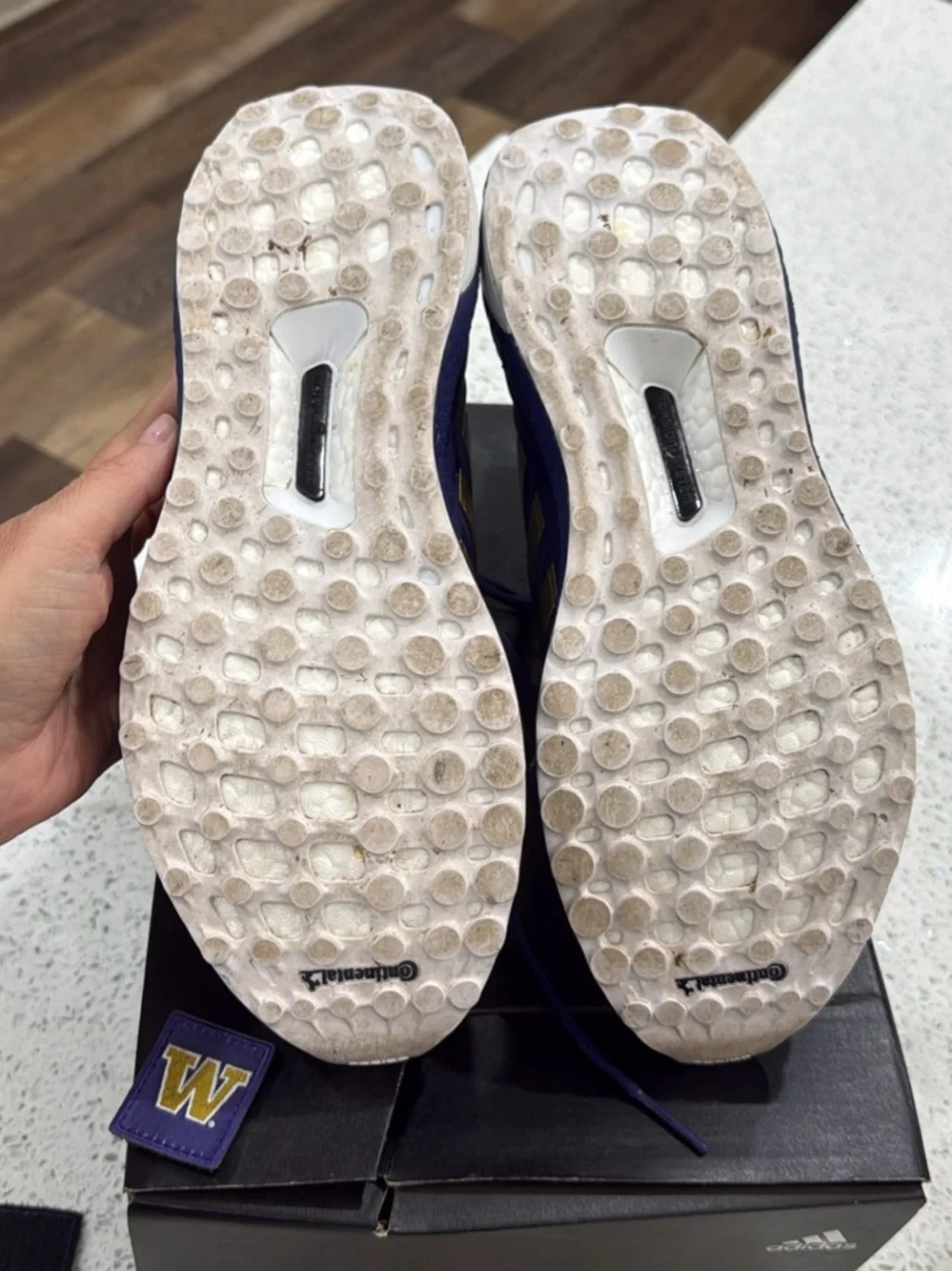 adidas Kids Purple Knit Sneakers with Gold Three Stripes